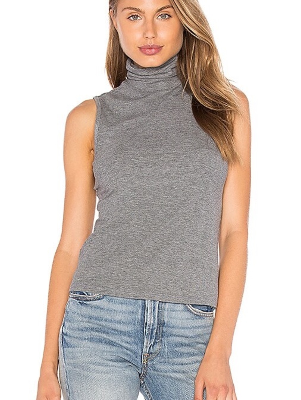 Theory Wendel Sleeveless Turtleneck Tank in gray